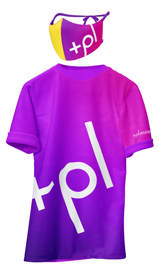 Atemschutzmaske und T-Shirt mit Signet Aufdruck