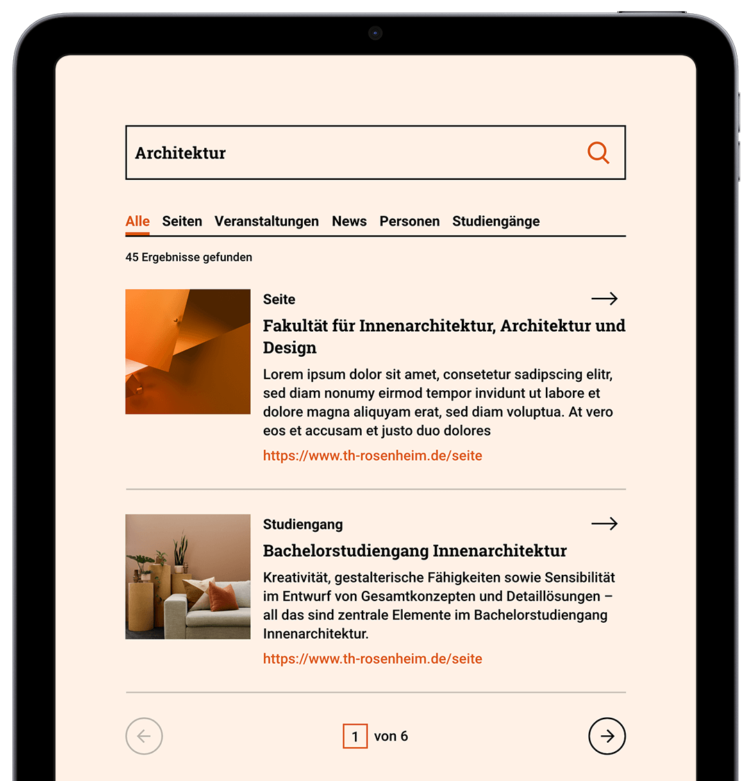 Detailsuche auf einem iPad
